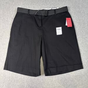 Croft & Barrow Classic Fit Black Tie Shorts Womens 18 Stretch Belted High Rise